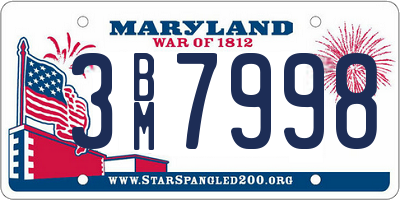 MD license plate 3BM7998