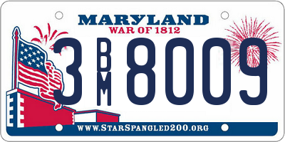 MD license plate 3BM8009