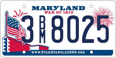 MD license plate 3BM8025