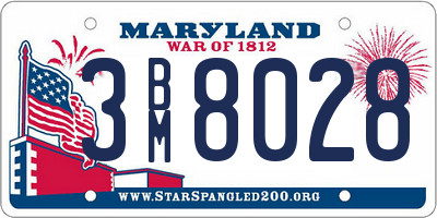 MD license plate 3BM8028