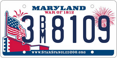 MD license plate 3BM8109