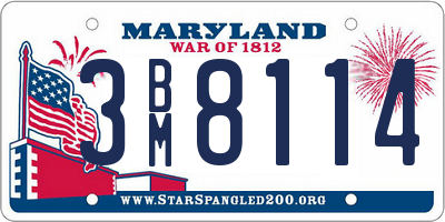 MD license plate 3BM8114