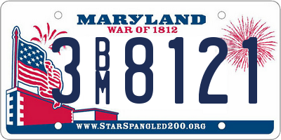 MD license plate 3BM8121