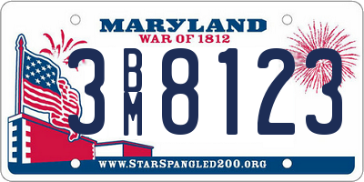 MD license plate 3BM8123