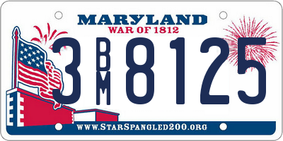 MD license plate 3BM8125