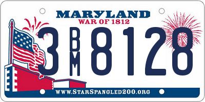 MD license plate 3BM8128