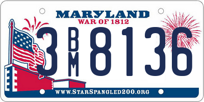 MD license plate 3BM8136