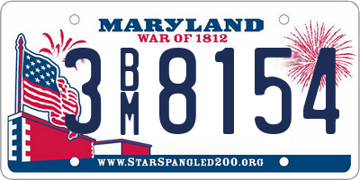 MD license plate 3BM8154