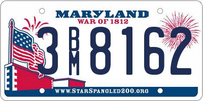 MD license plate 3BM8162