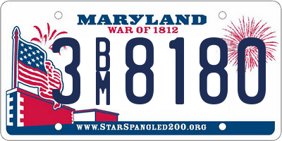 MD license plate 3BM8180
