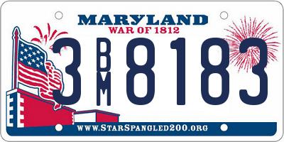 MD license plate 3BM8183