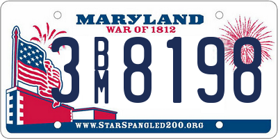MD license plate 3BM8198