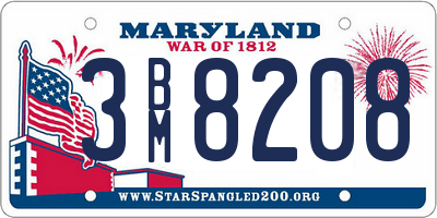 MD license plate 3BM8208