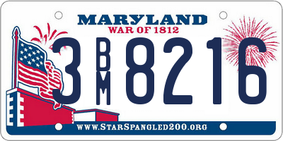 MD license plate 3BM8216