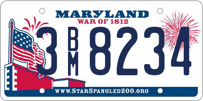 MD license plate 3BM8234