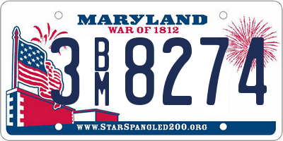 MD license plate 3BM8274