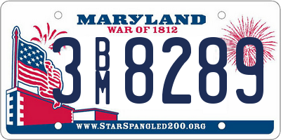 MD license plate 3BM8289