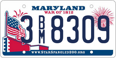MD license plate 3BM8309