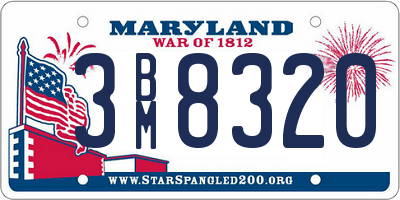 MD license plate 3BM8320