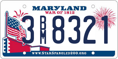 MD license plate 3BM8321