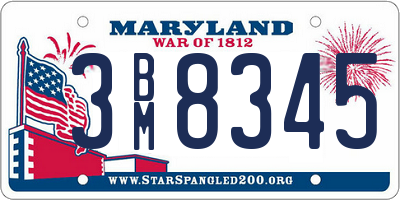 MD license plate 3BM8345