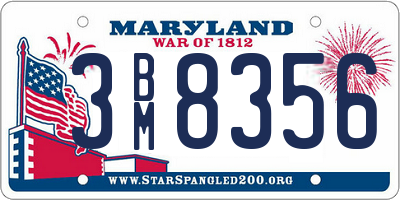 MD license plate 3BM8356