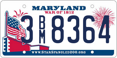 MD license plate 3BM8364