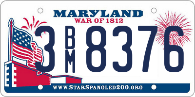 MD license plate 3BM8376