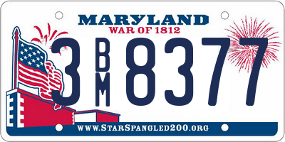 MD license plate 3BM8377