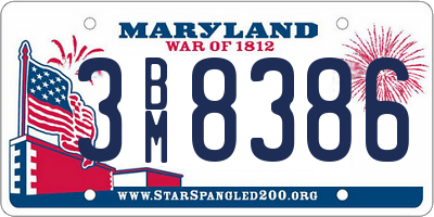 MD license plate 3BM8386