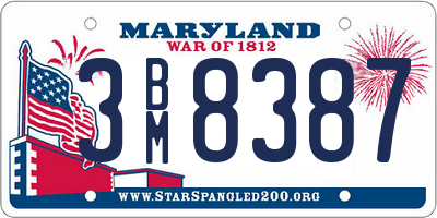 MD license plate 3BM8387