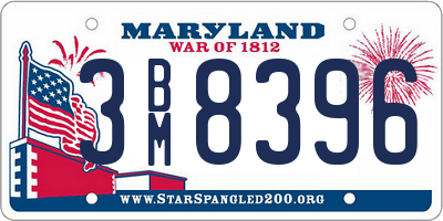 MD license plate 3BM8396