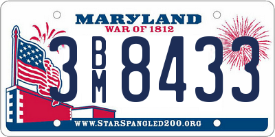 MD license plate 3BM8433