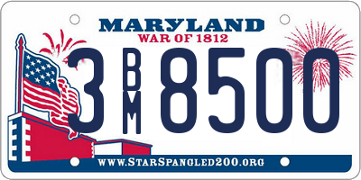 MD license plate 3BM8500