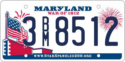 MD license plate 3BM8512