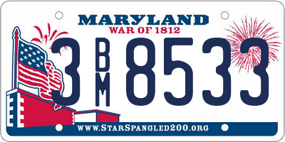MD license plate 3BM8533