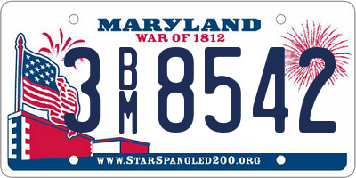 MD license plate 3BM8542