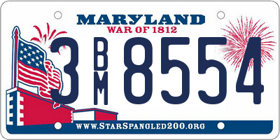 MD license plate 3BM8554