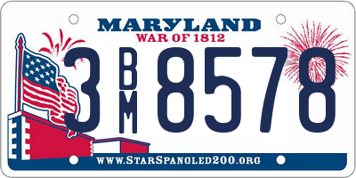 MD license plate 3BM8578