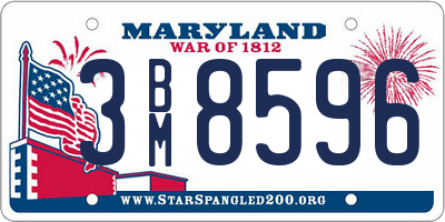 MD license plate 3BM8596