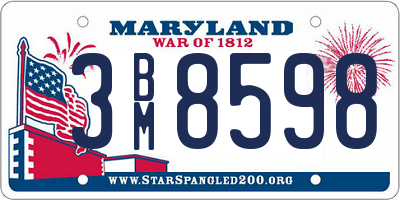 MD license plate 3BM8598