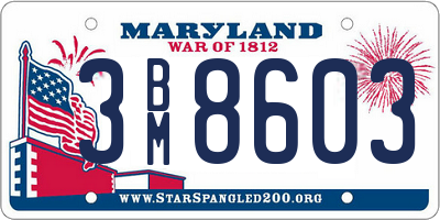 MD license plate 3BM8603