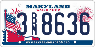 MD license plate 3BM8636