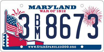 MD license plate 3BM8673