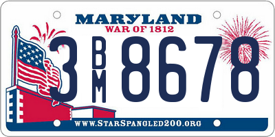 MD license plate 3BM8678