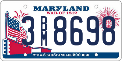 MD license plate 3BM8698