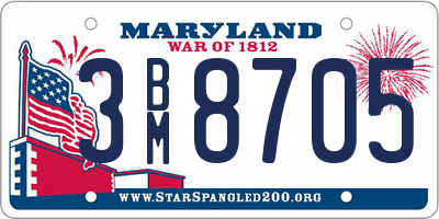 MD license plate 3BM8705