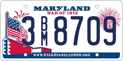 MD license plate 3BM8709