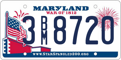 MD license plate 3BM8720