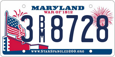 MD license plate 3BM8728